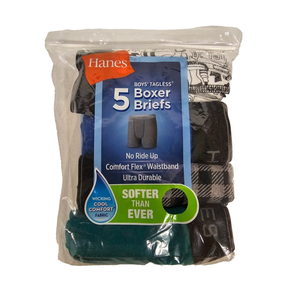 New Hanes boys tagless/comfort flex boxer briefs small (6-8)-package contains 4